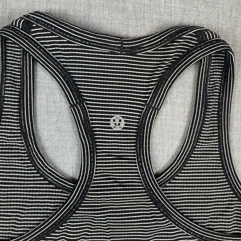 Lululemon Tank Top Womens 4 Stripe Sweat Life Run With Heart Racerback Athletic - Picture 5 of 9